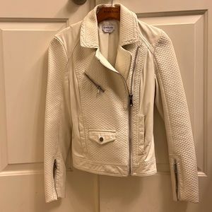 Bebe white leather jacket with silver hardware. Extra small.